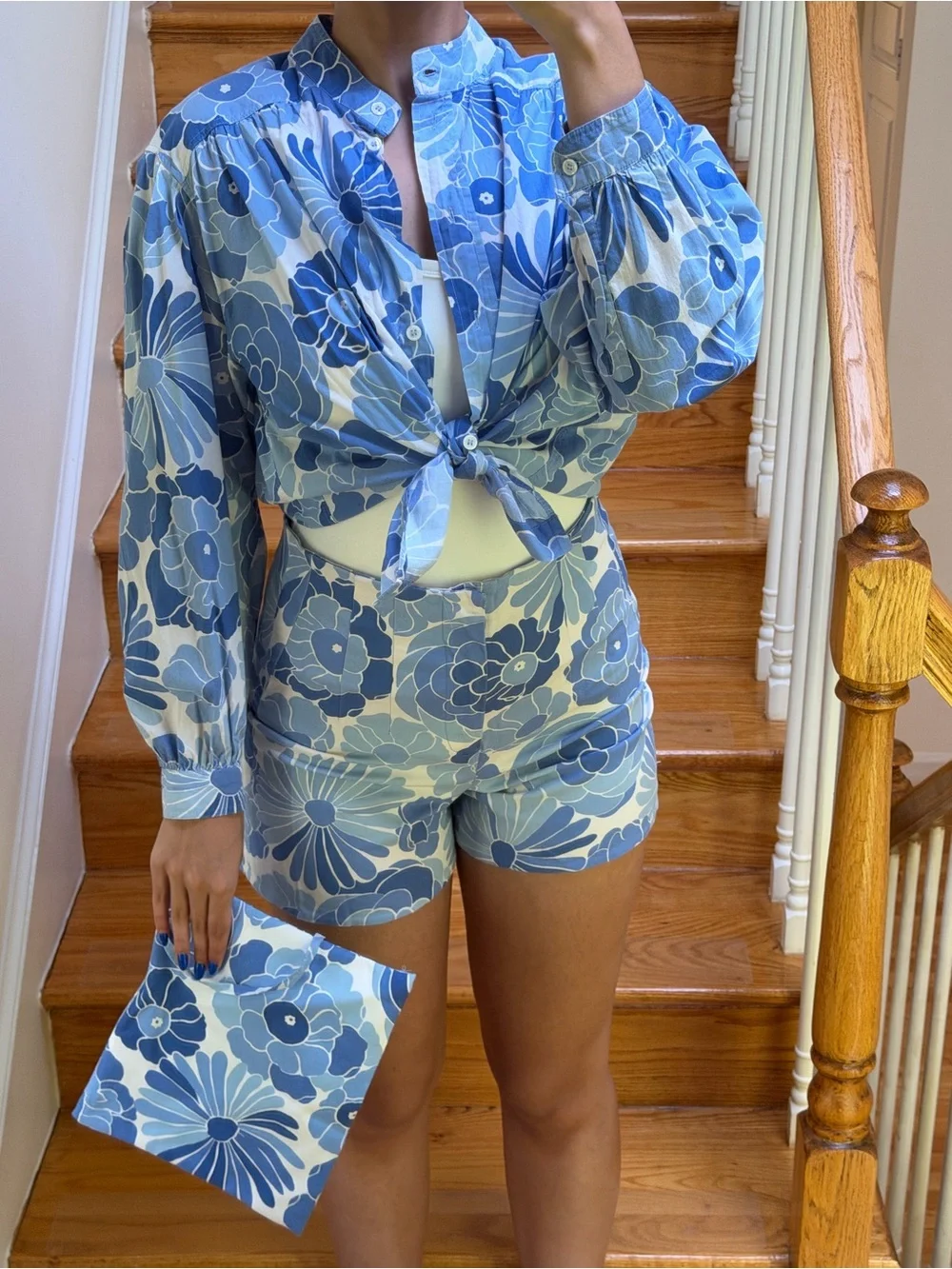 Zara 3-Piece Cotton Blue Floral Set